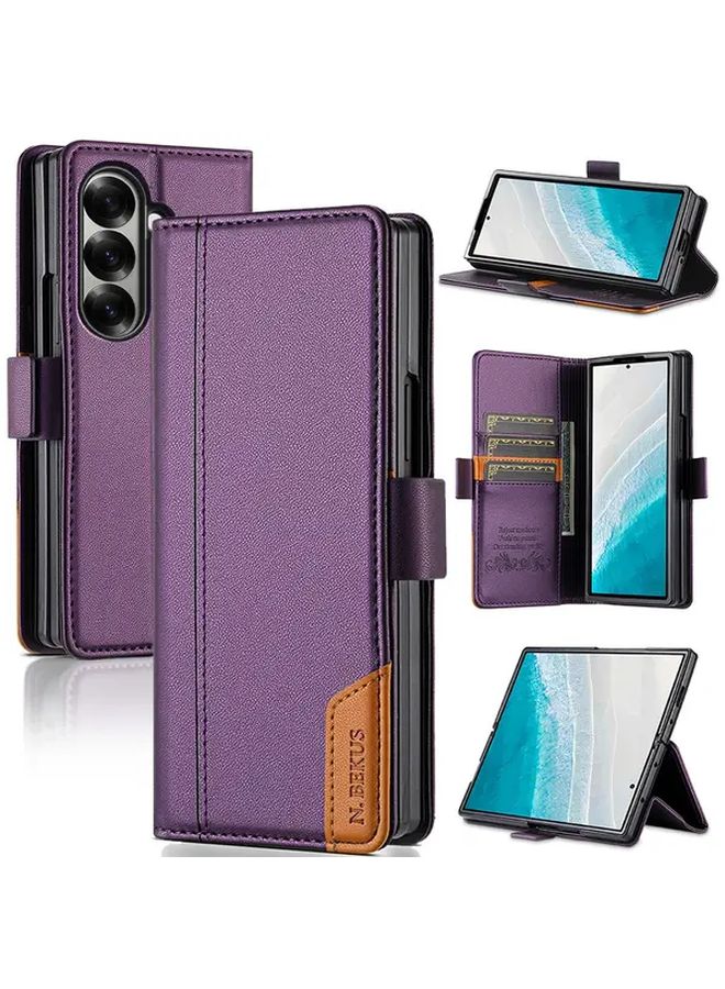 Galaxy Z Fold 6 Black Faux Leather Wallet Case With RFID Blocking Card Holder And Kickstand - Image 1